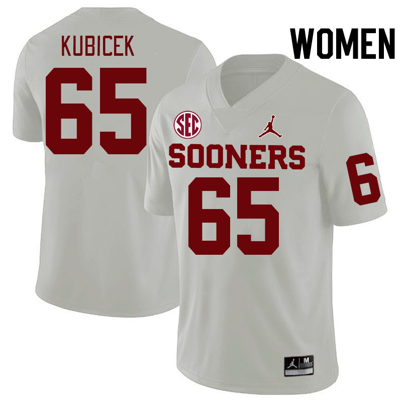 Women #65 Ty Kubicek Oklahoma Sooners 2024 SEC Conference College Football Jerseys-White